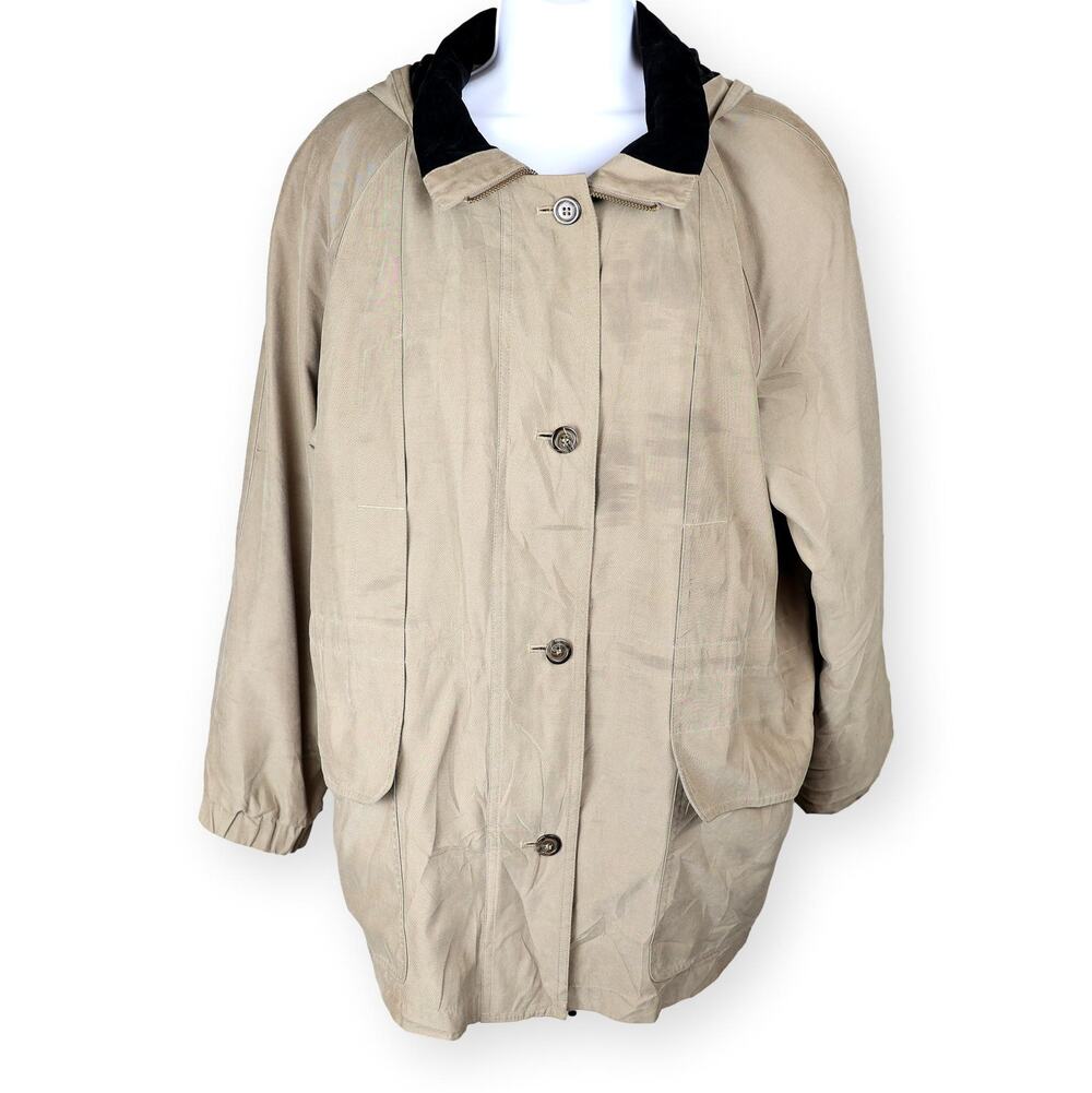 Vintage Jacqueline Ferrar Womens Petite Parka Jacket Removable Hood PL